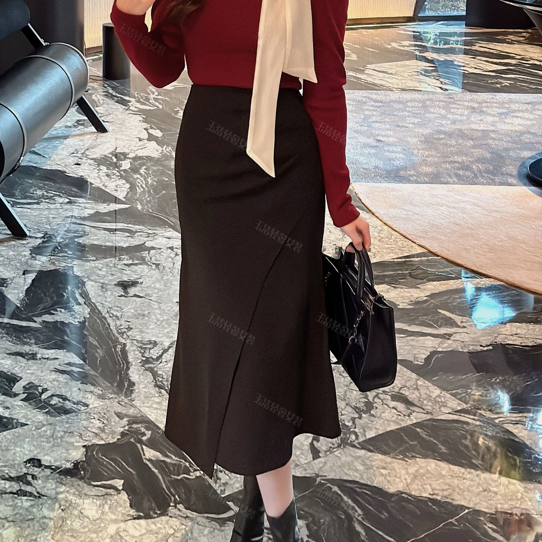 【断码捡漏】秋冬新款设计感一片式压褶时尚洋气百搭长裙1891