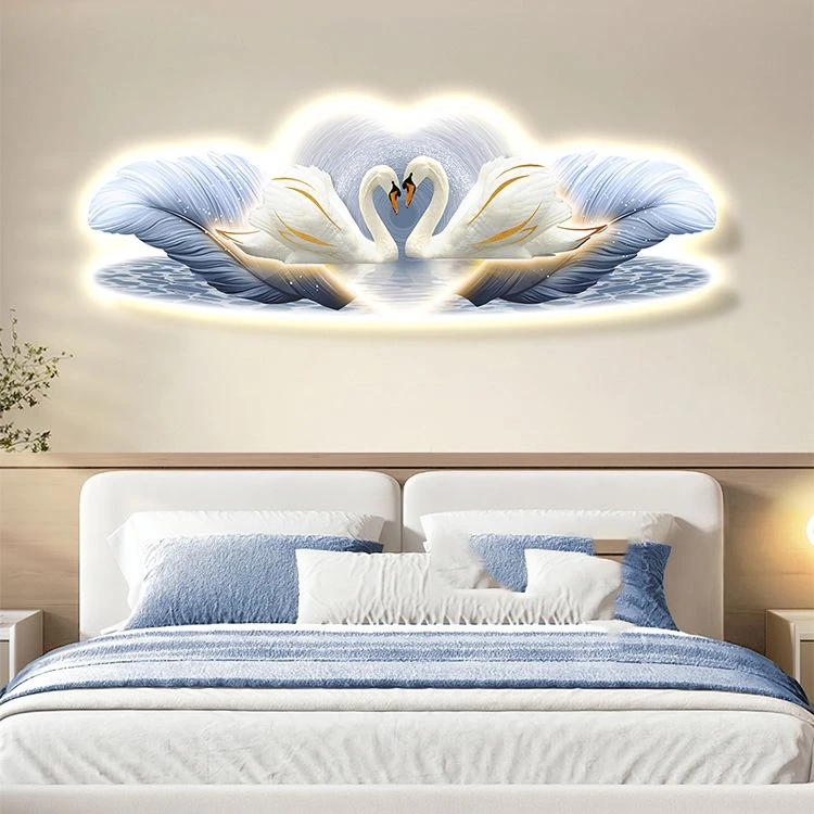 新款天鹅主卧室床头装饰画房间高级感挂画现代轻奢客厅背景墙壁画