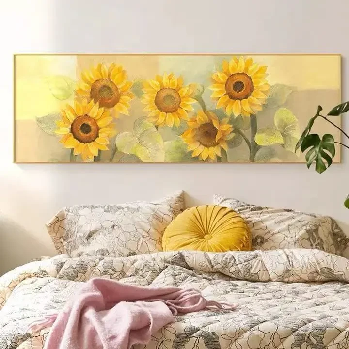现代简约卧室装饰画北欧风床头画太阳花沙发背景墙壁画向日葵挂画