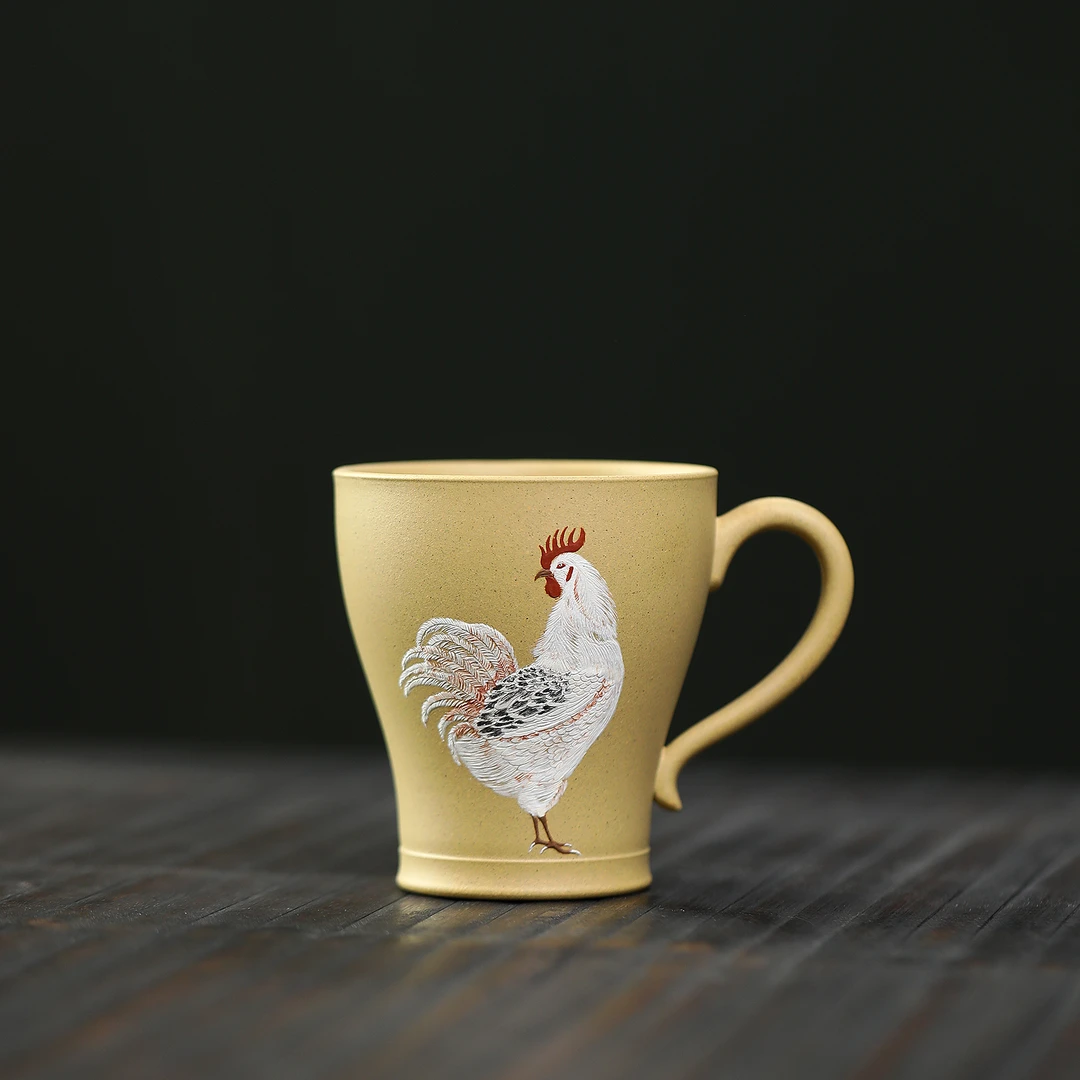 怡静堂 鸿运当头 段泥泥绘115cc杯 家用茶具 宜兴主人杯