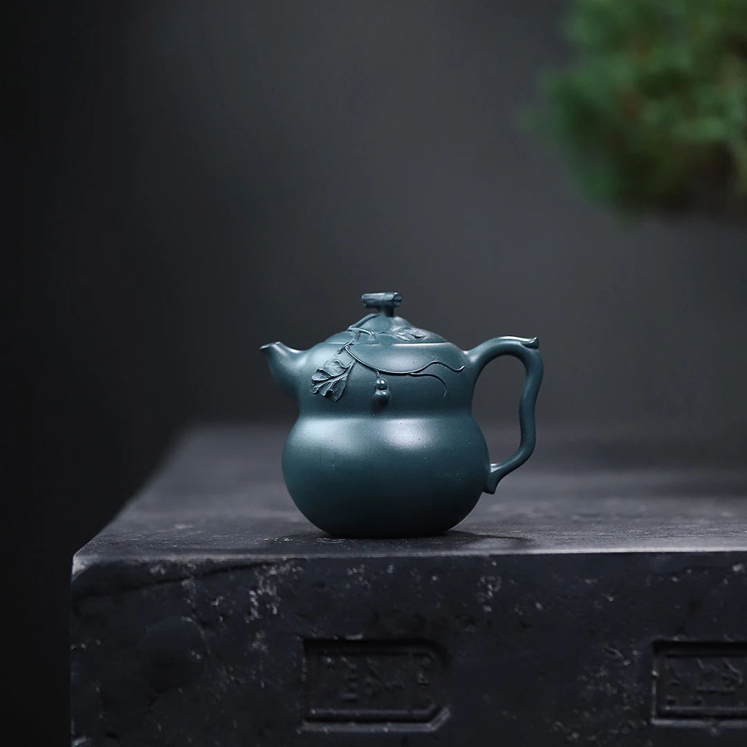 JCY-0047季畅园【福禄双全】老墨绿泥150cc宜兴紫砂茶壶茶器茶具