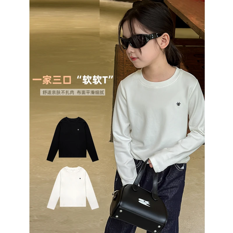 麦麦秋【现货-一家三口水晶棉T恤+柔软亲肤】女童秋冬打底衫