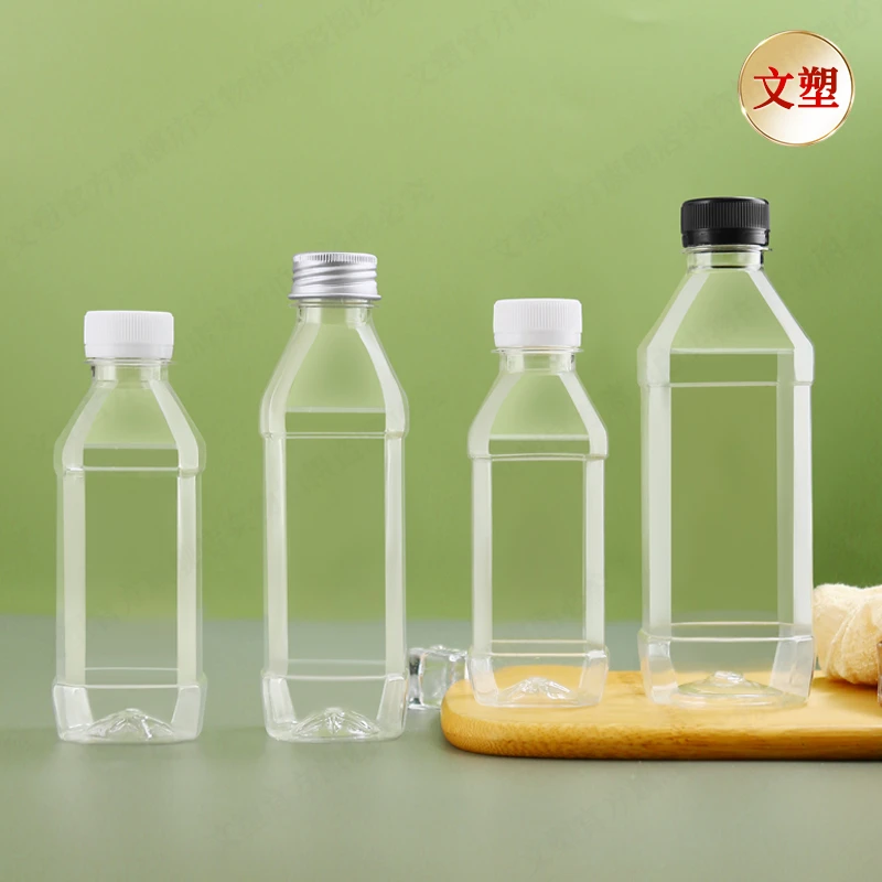 饮料瓶子一次性带盖食品级塑料果汁打包杯批发方形奶茶矿泉水空瓶