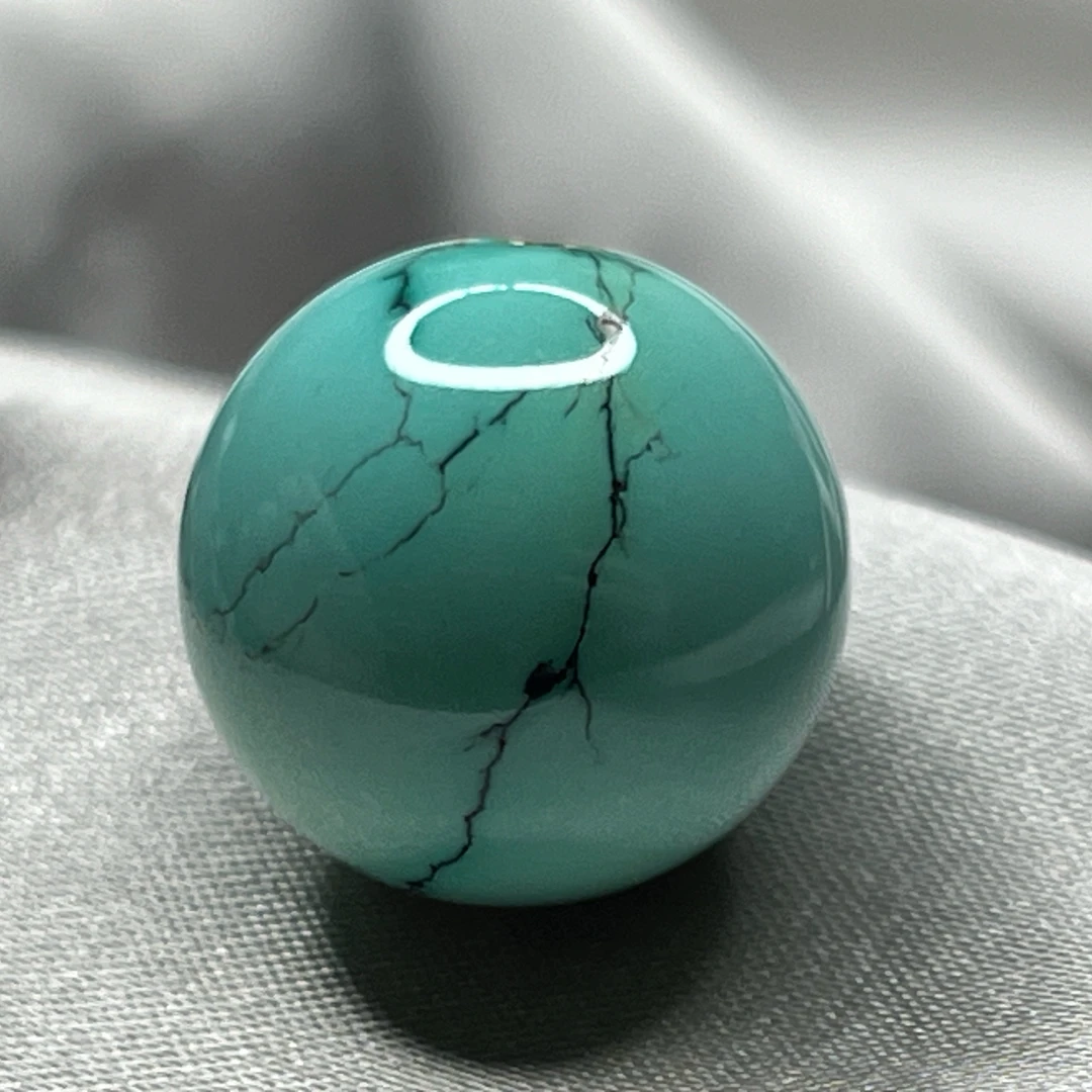 绿松圆珠，直径15.2mm重5.13克