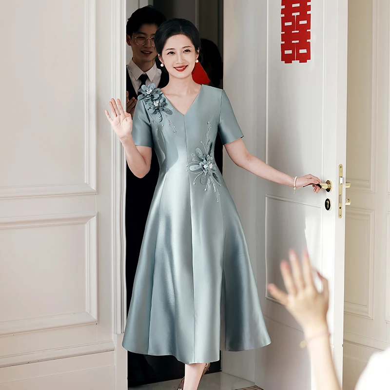 高端喜婆婆婚宴装礼服2024新款年轻妈妈婚礼高贵洋气平时可穿夏季