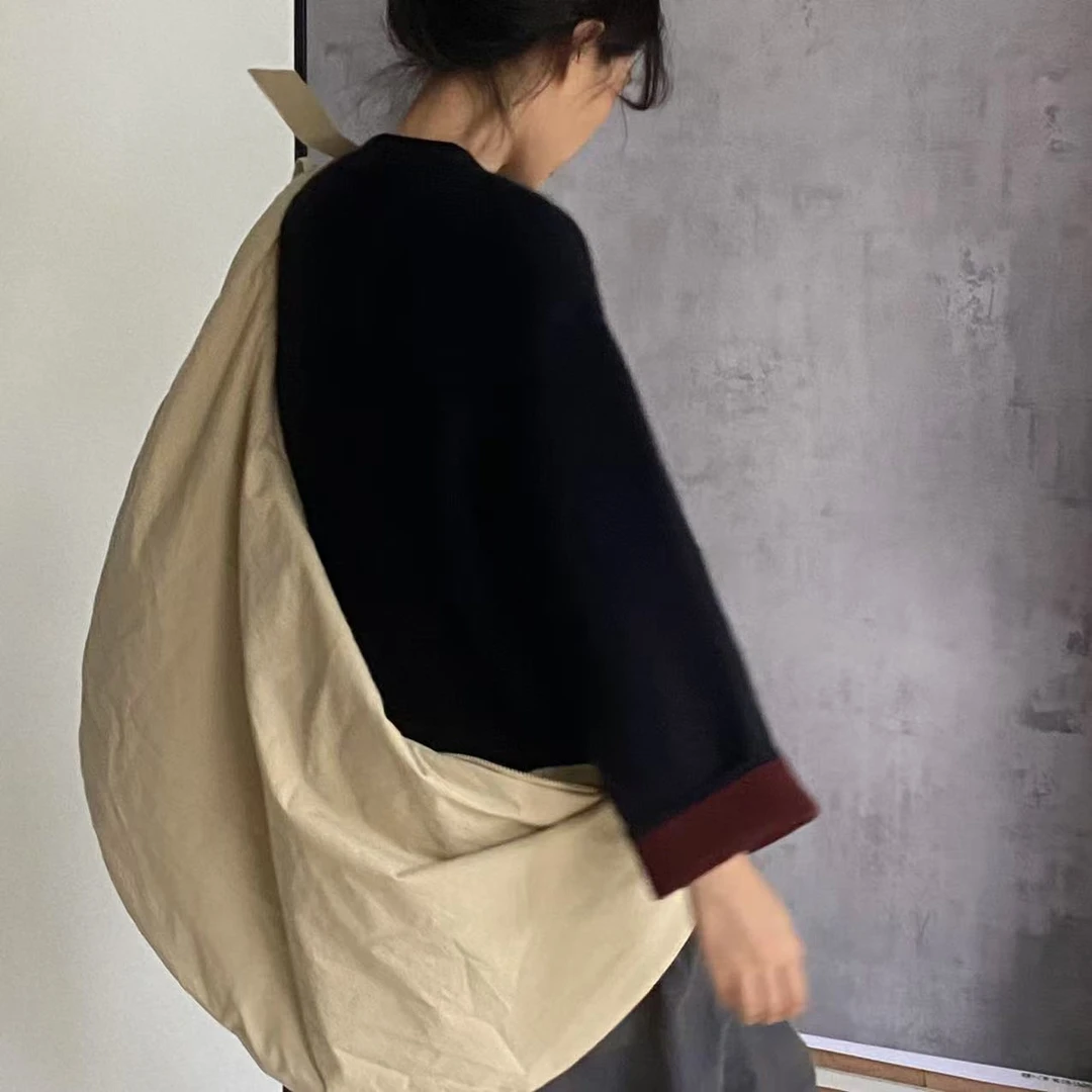 肖肖分享 （清）100色织高密棉抽绳休闲大包241001