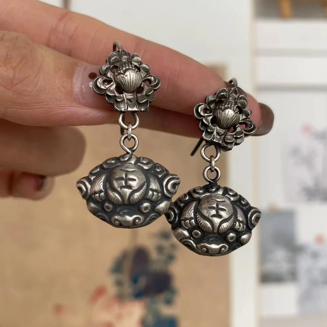 足银耳饰 肖肖分享 复古配饰银小小怪耳环301