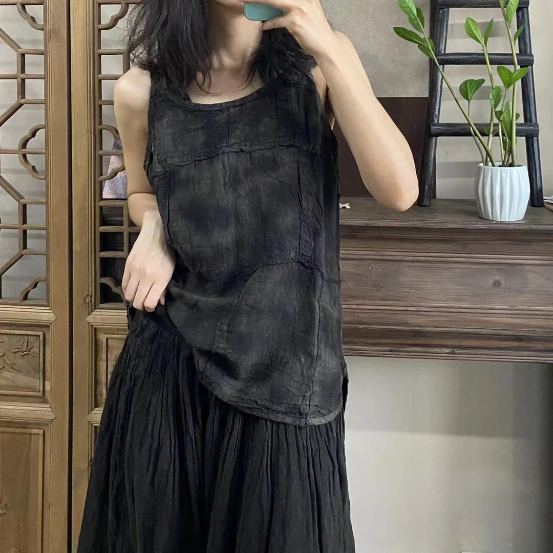 肖肖分享 2024春款双色扎花晕染吊带005