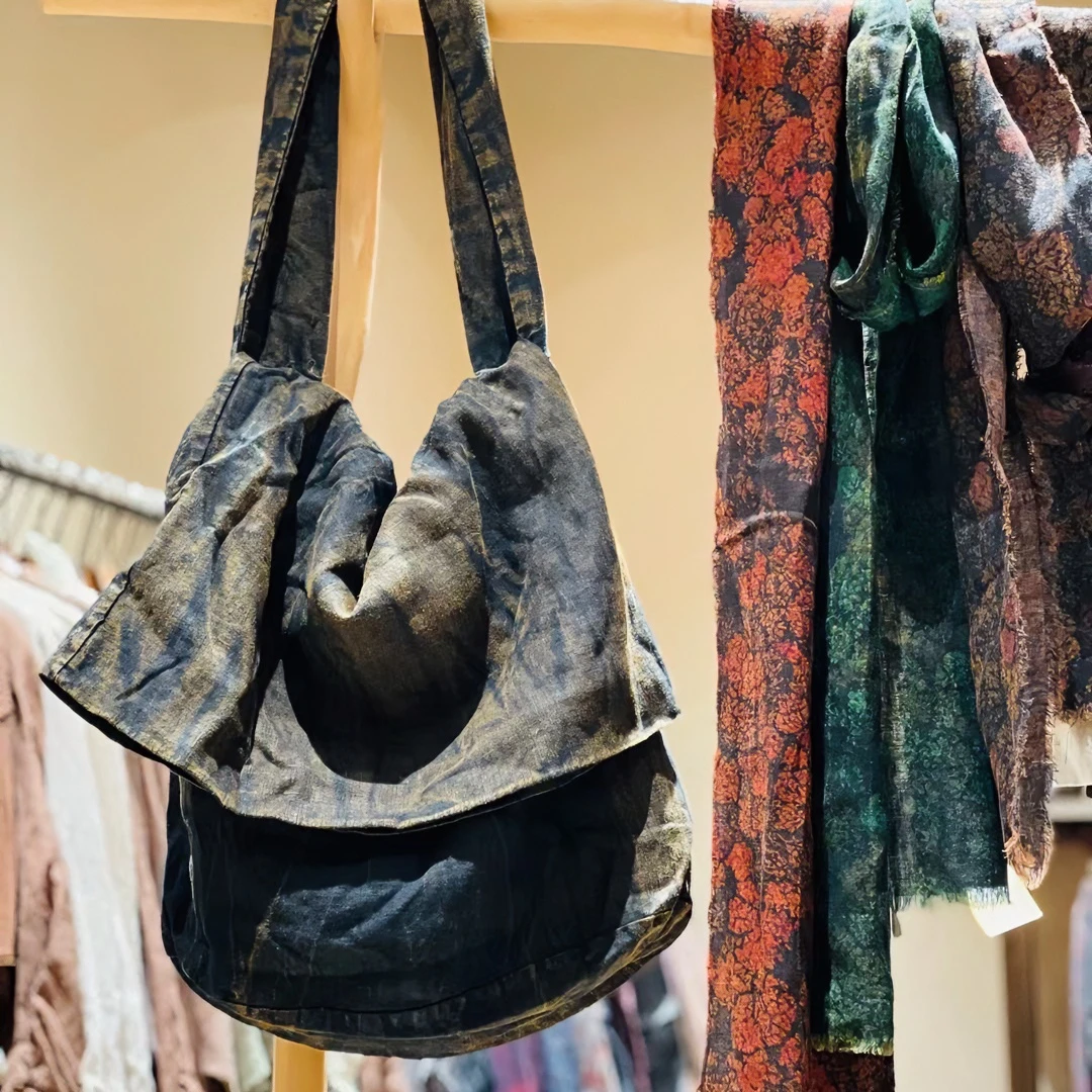 麻依者 棉麻风做旧洗水斜挎包亚麻布包 790