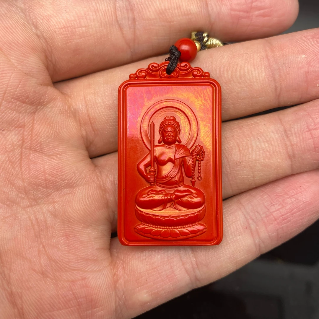 含辰砂工艺品A1110GMD008（多样性发货）生肖鸡朱砂不动明王挂坠