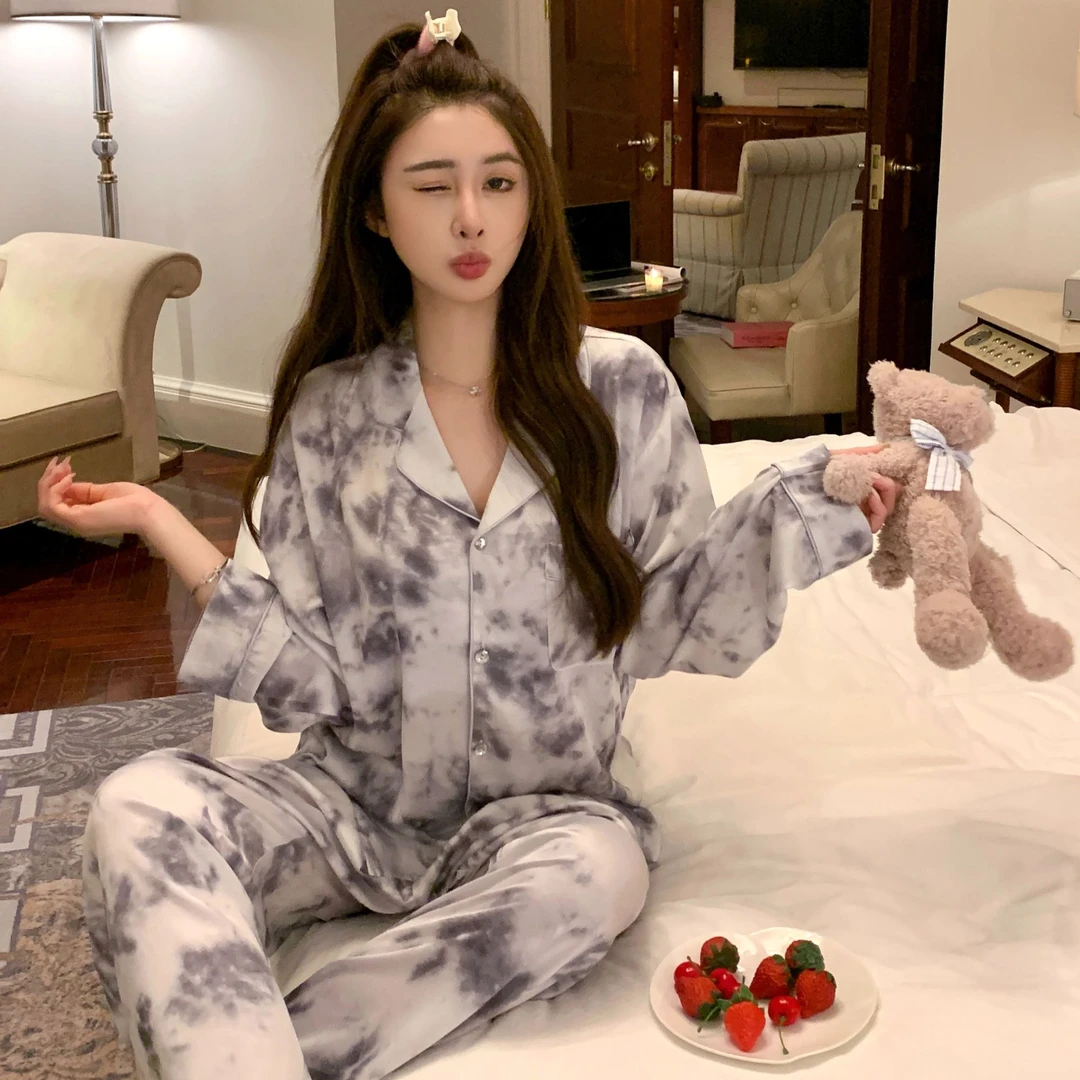 【白色泼墨】睡衣女春秋款长袖长裤高级感家居服套装