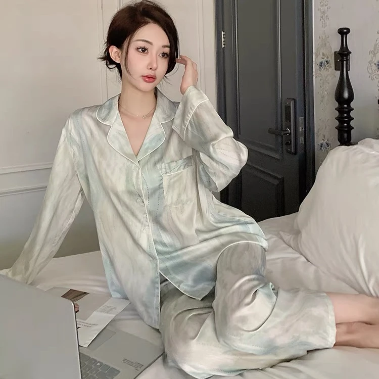 【蓝蓝同款】简丹生活【流光】小众设计春秋款可外穿睡衣家居服套装女