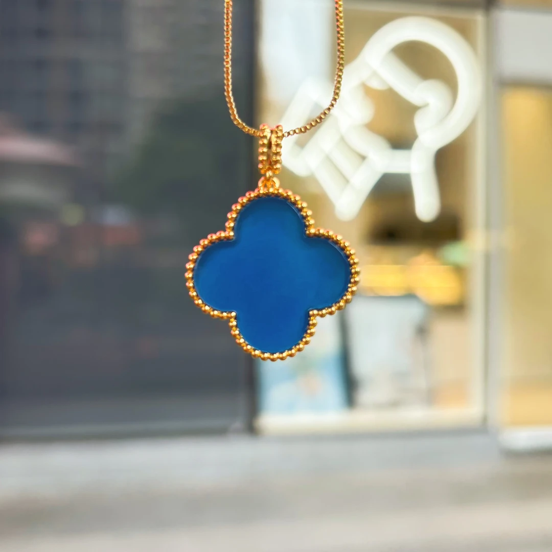 【小凤专属】18k金25mm蓝玛瑙四叶吊坠（不含链）