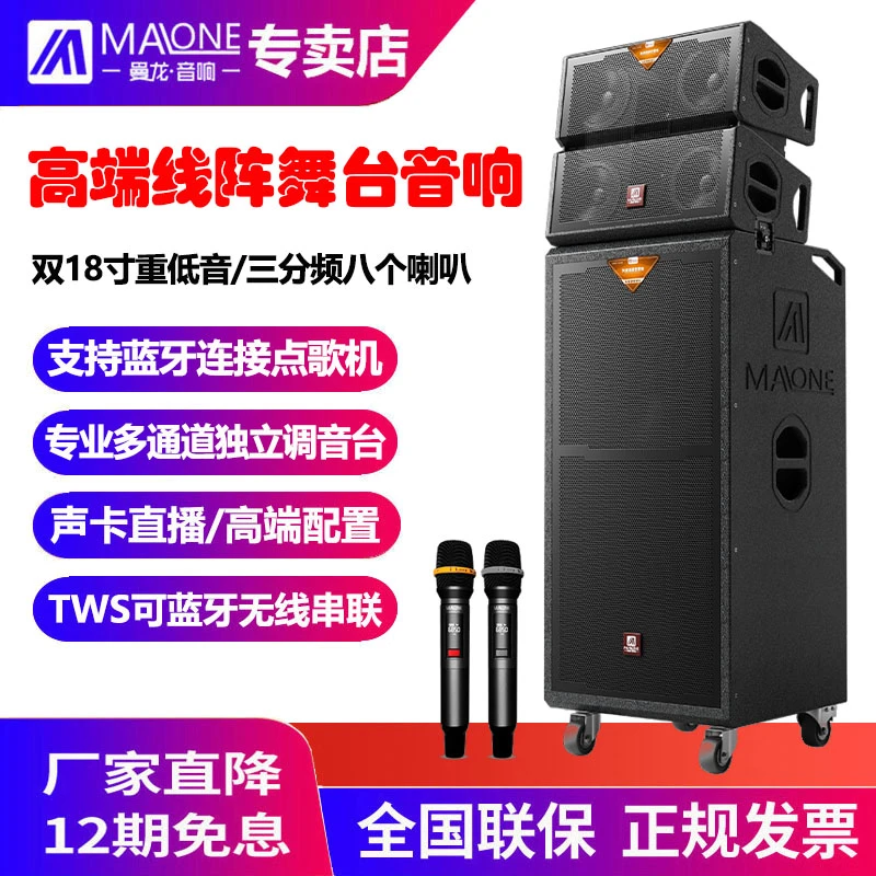 曼龙大型舞台专用双18寸唱歌跳舞演出婚庆广场舞户外音响线阵音箱