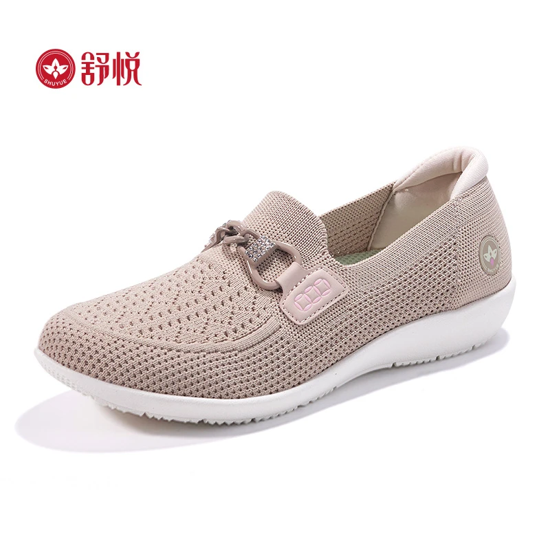 shuyue/舒悦一脚蹬妈妈鞋老年鞋女防滑软底网面夏季透气舒适轻便