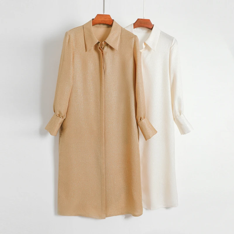 6590重磅桑蚕丝金丝2025年新款设计师时尚连衣裙春夏氛围感连衣裙