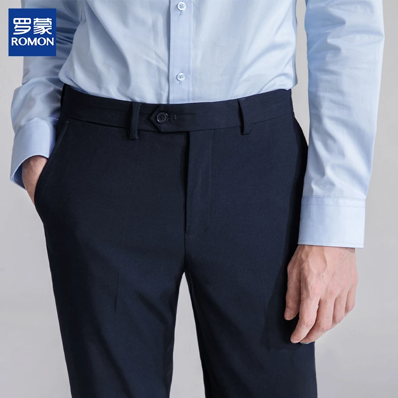 罗蒙男士休闲西裤夏季薄款裤弹力修身商务免烫职业正装直筒西装裤