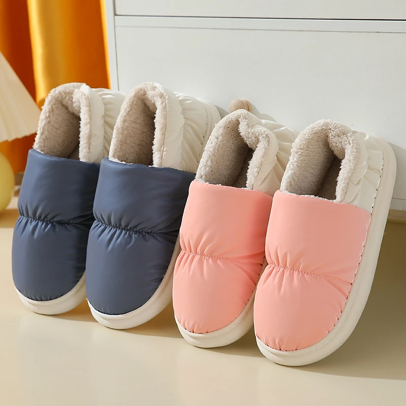 【瑞恪】防水布外穿爆款棉拖鞋女厚底包后跟冬加厚毛绒保暖情侣棉鞋