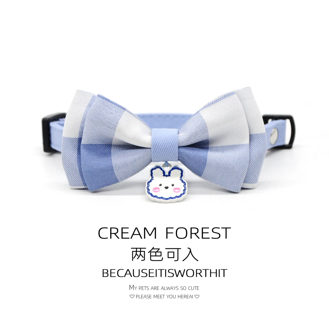 猫咪狗狗宠物JK风蝴蝶结精品项圈名字可爱刻字防丢项链漂亮颈脖圈