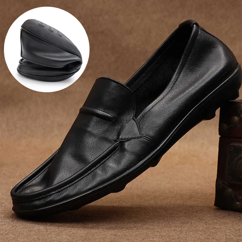豆豆鞋男夏季男士休闲真皮头层牛皮男鞋一脚蹬懒人轻便柔软底鞋子