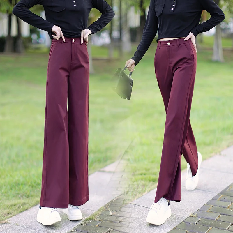 宽松阔腿裤女春秋2024新款安可拉红爆款高腰显瘦宽松垂感休闲裤子
