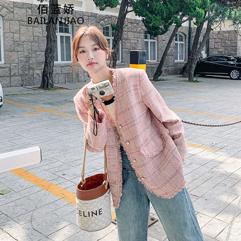 粉色小香风外套女春秋2024新款法式气质名媛时尚高级感流苏短上衣