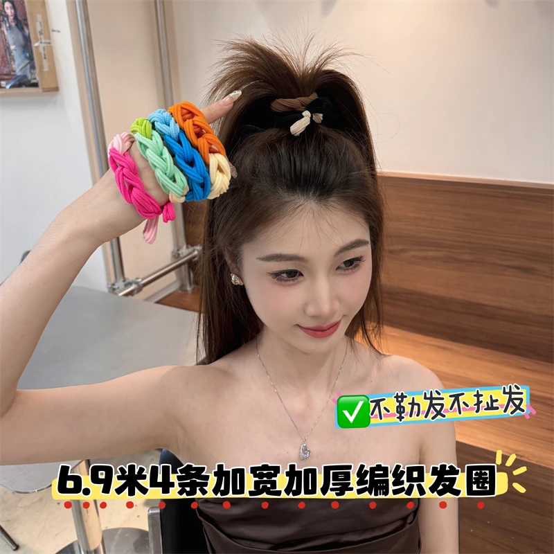 加粗加厚手工编织高弹力简约发圈耐用不伤发绳头绳发饰