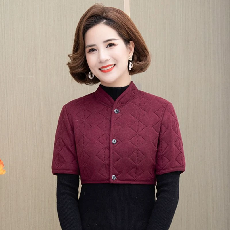 中老年女装秋冬护肩妈妈防寒保暖坎肩加厚洋气纯色小马甲肩周防冻