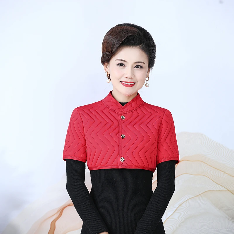 秋冬季护肩颈椎中老年女士披肩保暖护肩神器纯色立领小坎肩马甲