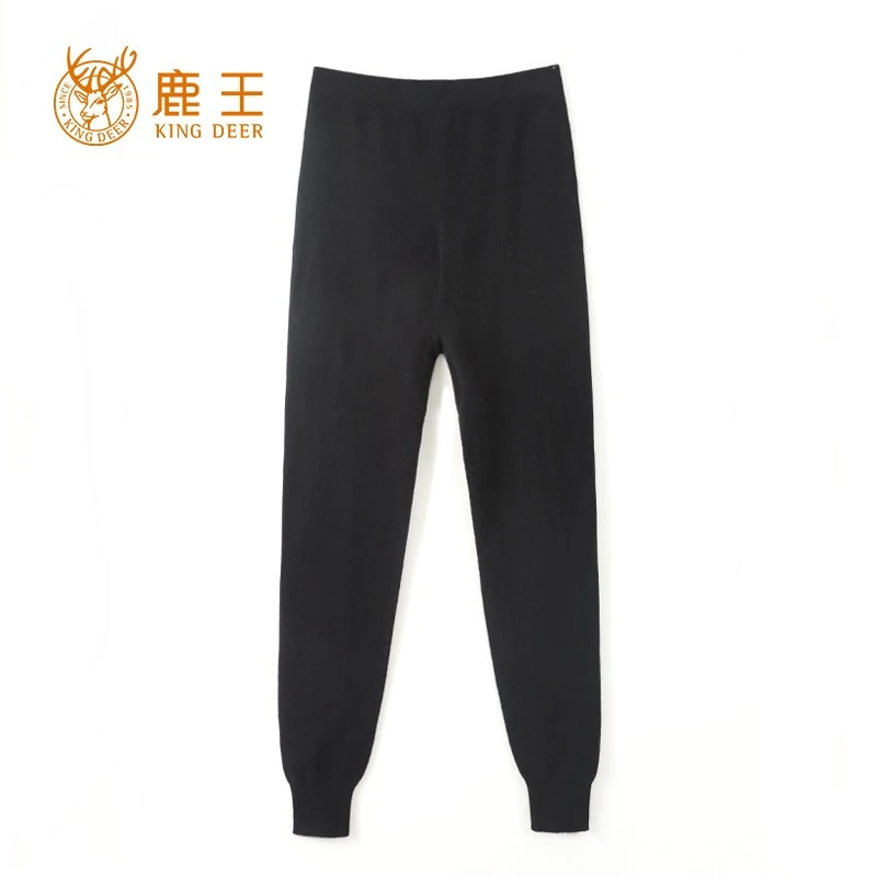 编码3M6122鹿王男松紧腰100山羊绒纯色休闲无缝针织保暖裤