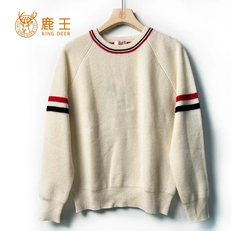 编码104 尺码165 鹿王女圆领100山羊绒针织套衫 厚1