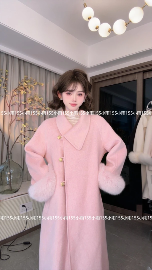 2024秋冬新款浪漫情人双面羊毛大衣狐狸毛大衣保暖双面呢女外套XY