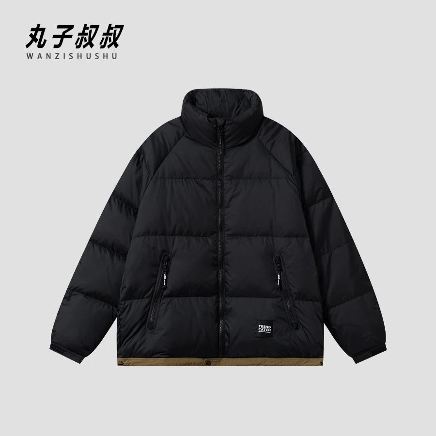 立领90灰鸭绒男士羽绒服简约百搭冬季保暖外套宽松加厚面包服F37