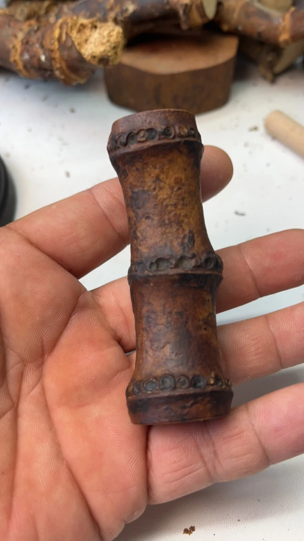 竹根老料盘玩手把件二
