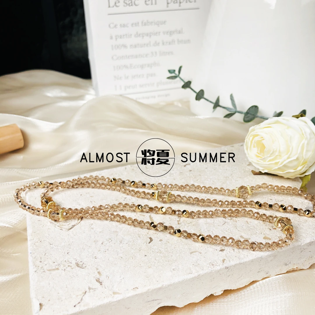 【茉莉香槟】将夏-80cm手工时尚4mm人造水晶眼镜链