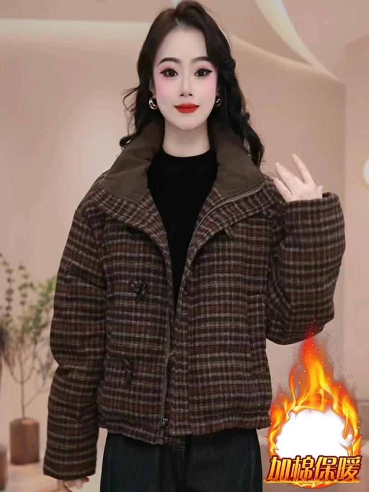 大码洋气时尚加厚保暖棉服女2024冬季新款小个子宽松显瘦百搭外套