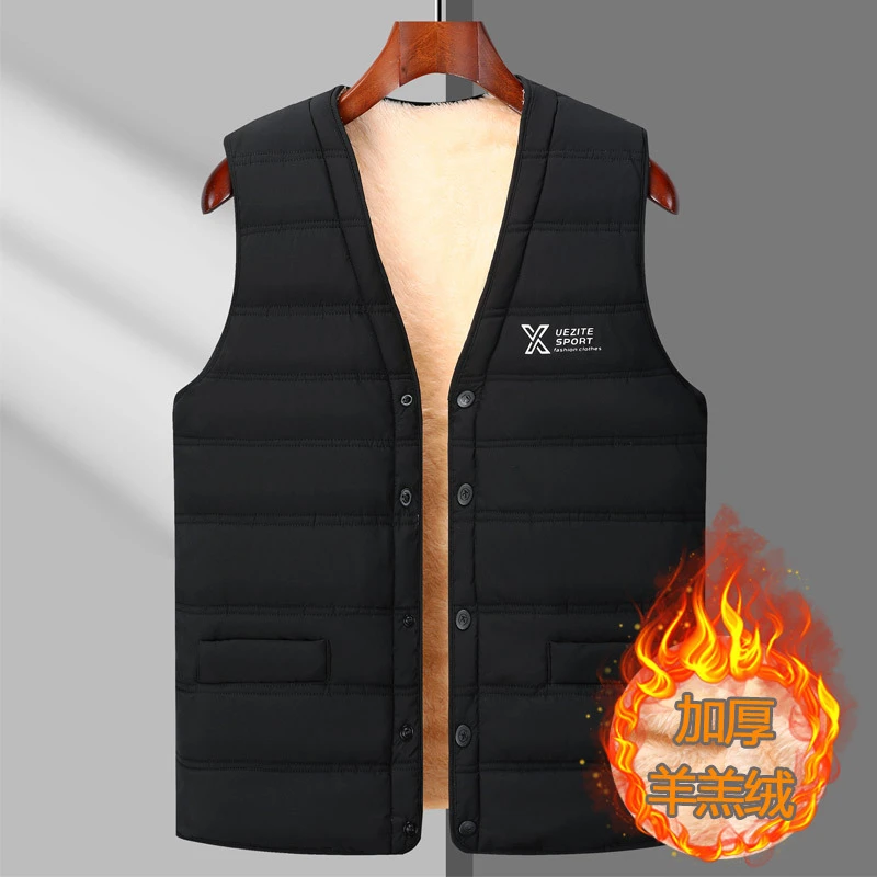 新款中老年马甲男士大码保暖棉背心秋冬季中年爸爸装高档坎肩马夹