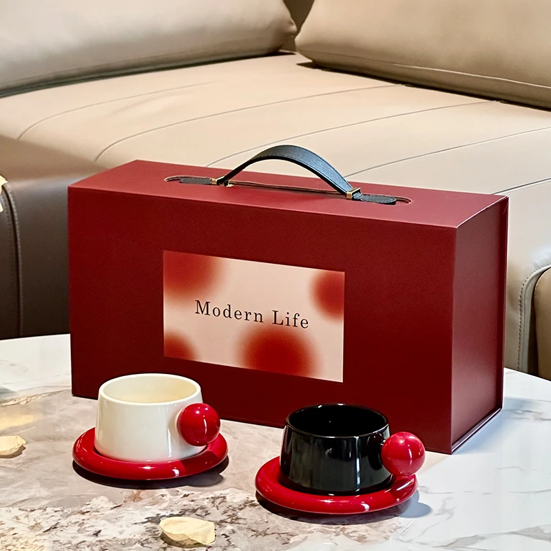 尊慕斯陶瓷咖啡杯碟套装高档精致手提高颜值杯子新婚礼物对杯礼盒
