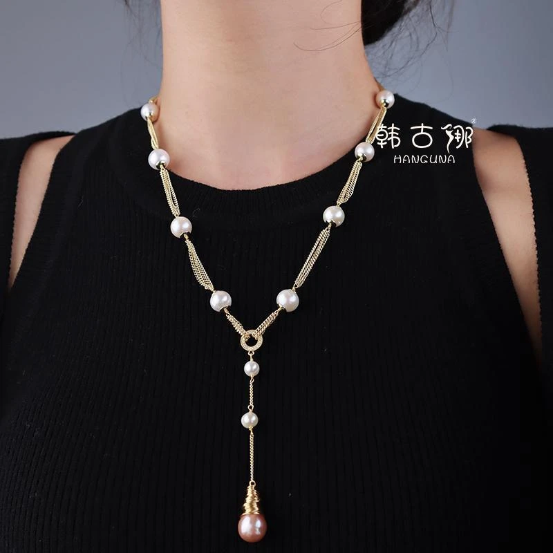 巴洛克项链女气质锁骨链吊坠颈链毛衣链大气高档