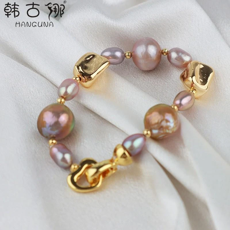 天然珍珠手链ins小众设计女潮爱迪生不规则巴洛克手饰品手镯秋冬