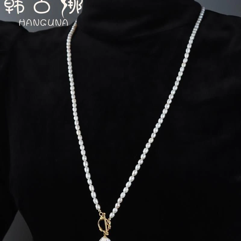 巴洛克吊坠米珠项链女毛衣链大气高档秋冬气质颈链