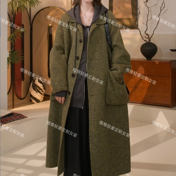 24015高定款欧版斗篷大衣宽松大衣气质长款轻奢长款