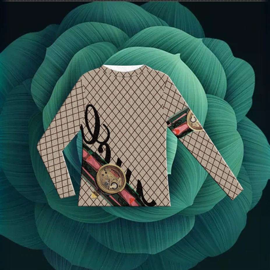 2025新款女装圆领长袖，潮流百搭款洋气个性  01款时尚套头印花T恤