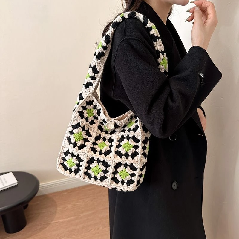 手工祖母格大号包包diy自制编制材料包针织毛线可爱单肩包送女友