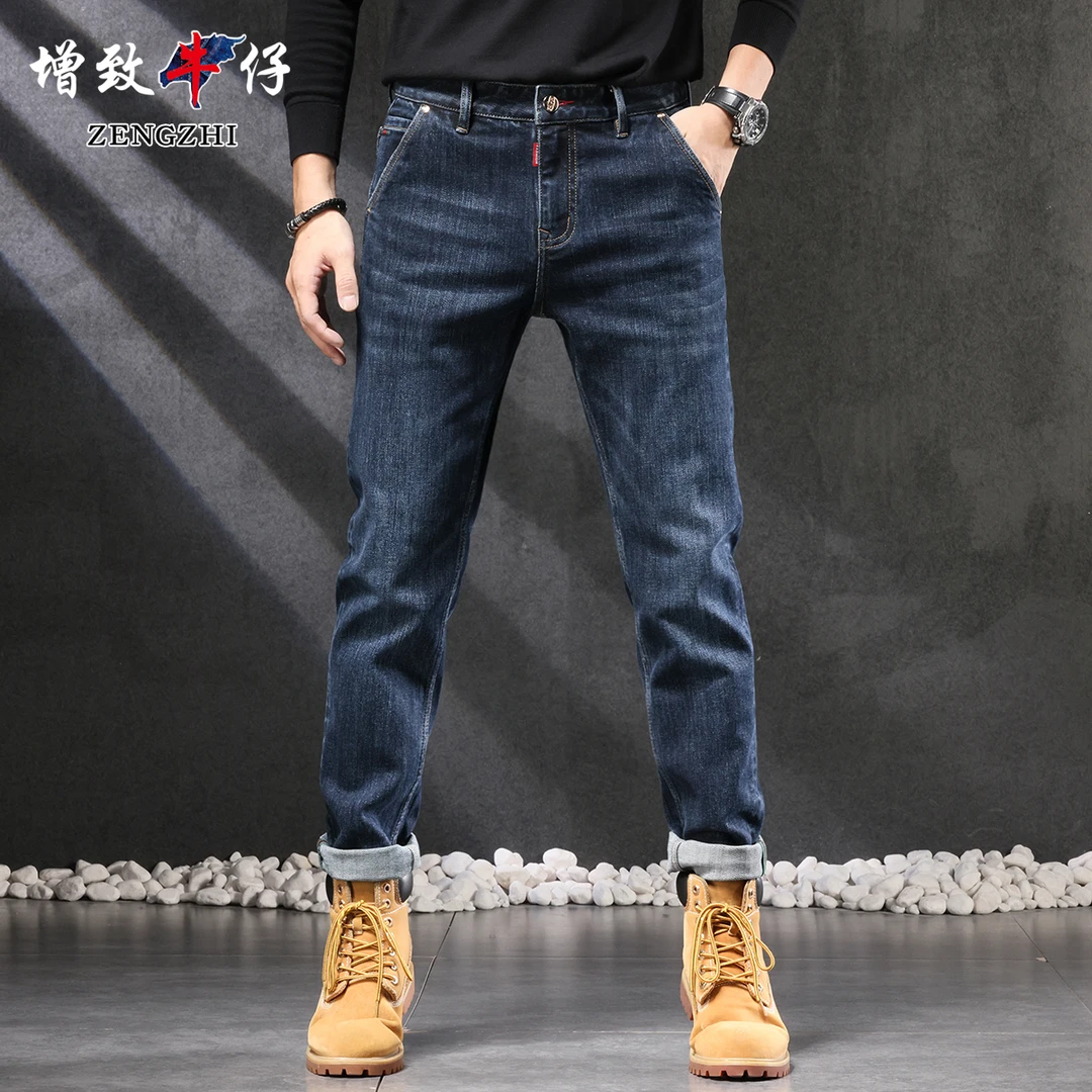 ZENGZHI/增致牛仔9109墨蓝色牛仔裤男款春夏薄款新款弹力小直筒