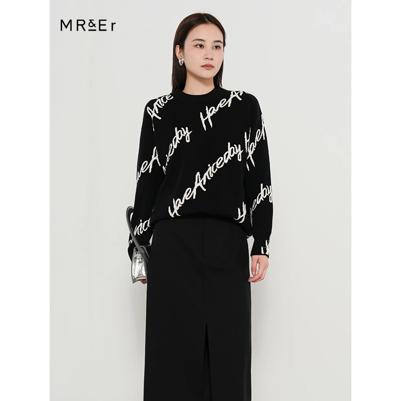 【品牌折扣】【反季清仓】字母印花宽松上衣时尚减龄针织衫R3D51324