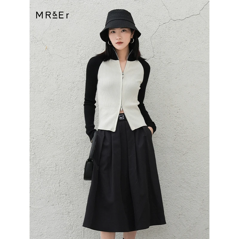 【品牌折扣】【反季清仓】简约修身拉链针织衫打底衫R3D50621