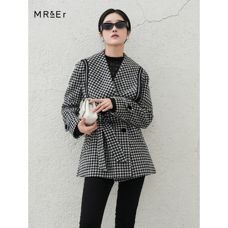 【丽公主专属】冬季设计感高级千鸟格短款呢料外套R3D44362【预售】