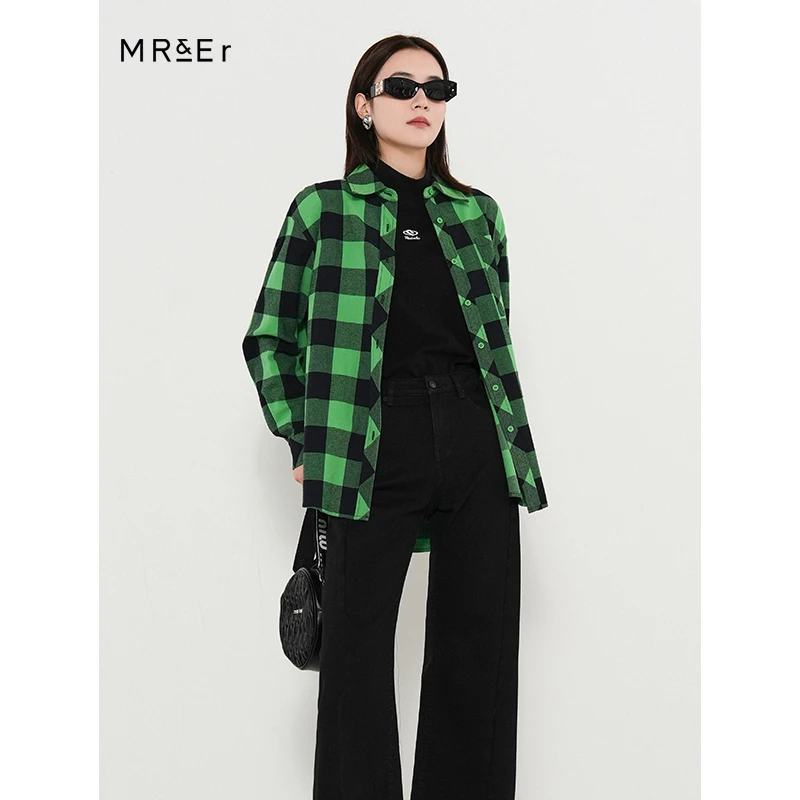 【品牌折扣】【反季清仓】经典百搭廓形版格纹衬衫R3D20362