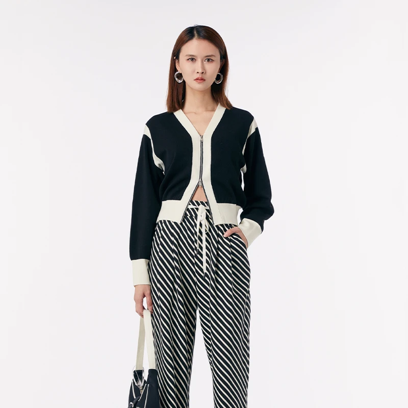 【丽公主专属】设计感撞色秋季针织衫开衫R3C50123